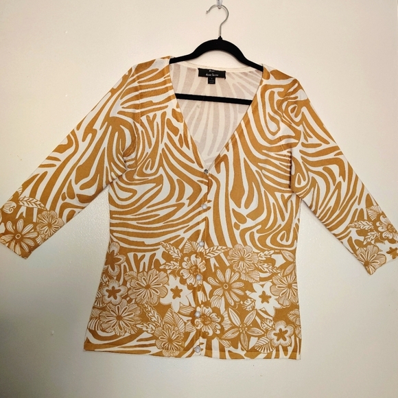 dennis basso Sweaters - NWOT Dennis Basso cardigan sweater, animal print, fall winter, size S large.